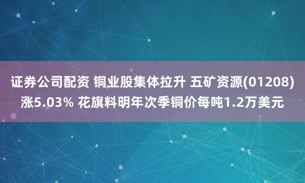 证券公司配资 铜业股集体拉升 五矿资源(01208)涨5.03% 花旗料明年次季铜价每吨1.2万美元